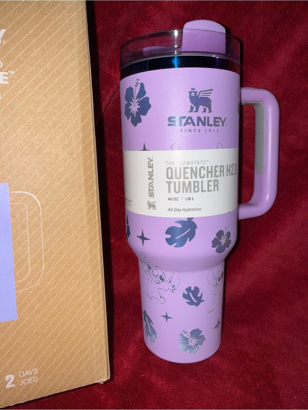 Stanley x Stitch Lavender Floral H2.0  Quencher Tumbler 40oz. - New